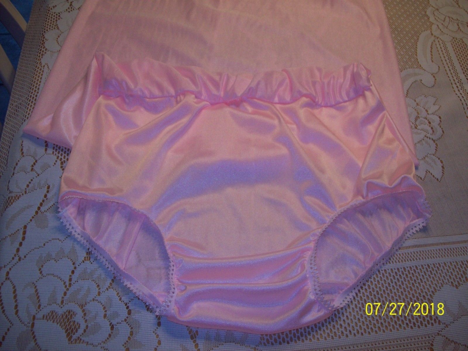 PINK Tricot LONGER SLIP & PANTY COMBO * Men Women * Waist 24-34" * Length 38" **