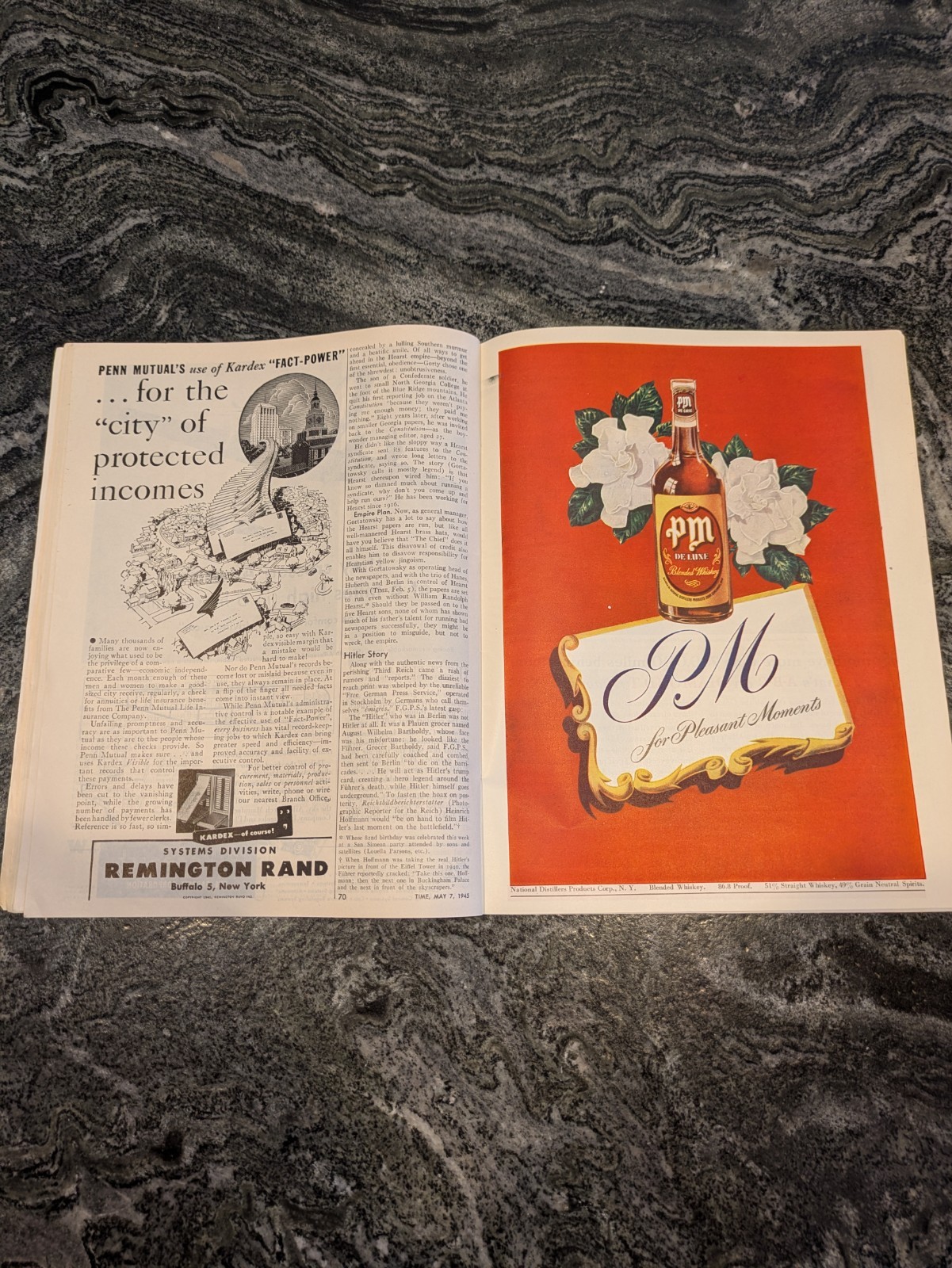 Time Magazine May 7, 1945 Adolf Hitler Red X Collectible Newsmagazine