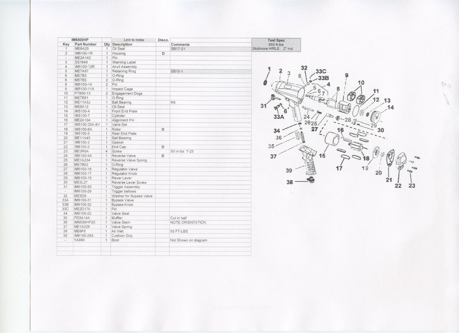 SNAP ON IM6100 TUNE UP AND CONVERSION KIT OR IM6500HP TUNE UP KIT & 8-VANE ROTOR