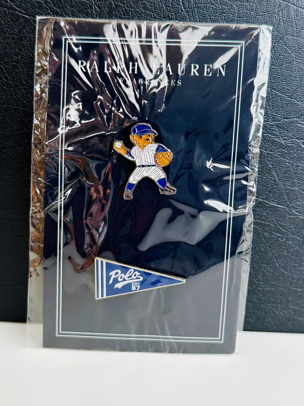 Ralph Lauren Fragrances Polo 67 Pin Lapel Baseball Bear & 67 Flag Pennant Set