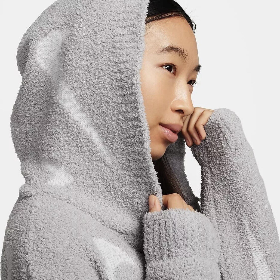 Nike Phoenix Cozy Boucle Long Knit Cardigan Women Grey FD4282-077 Women’s Small