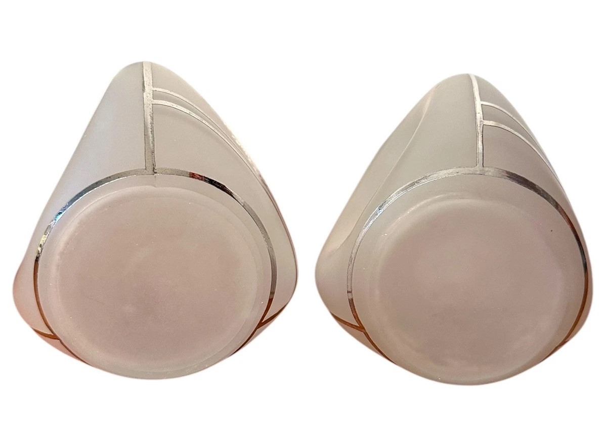 Art Deco Decanters Sterling Silver Overlay Gin Scotch Pair Pinch Bottle Barware