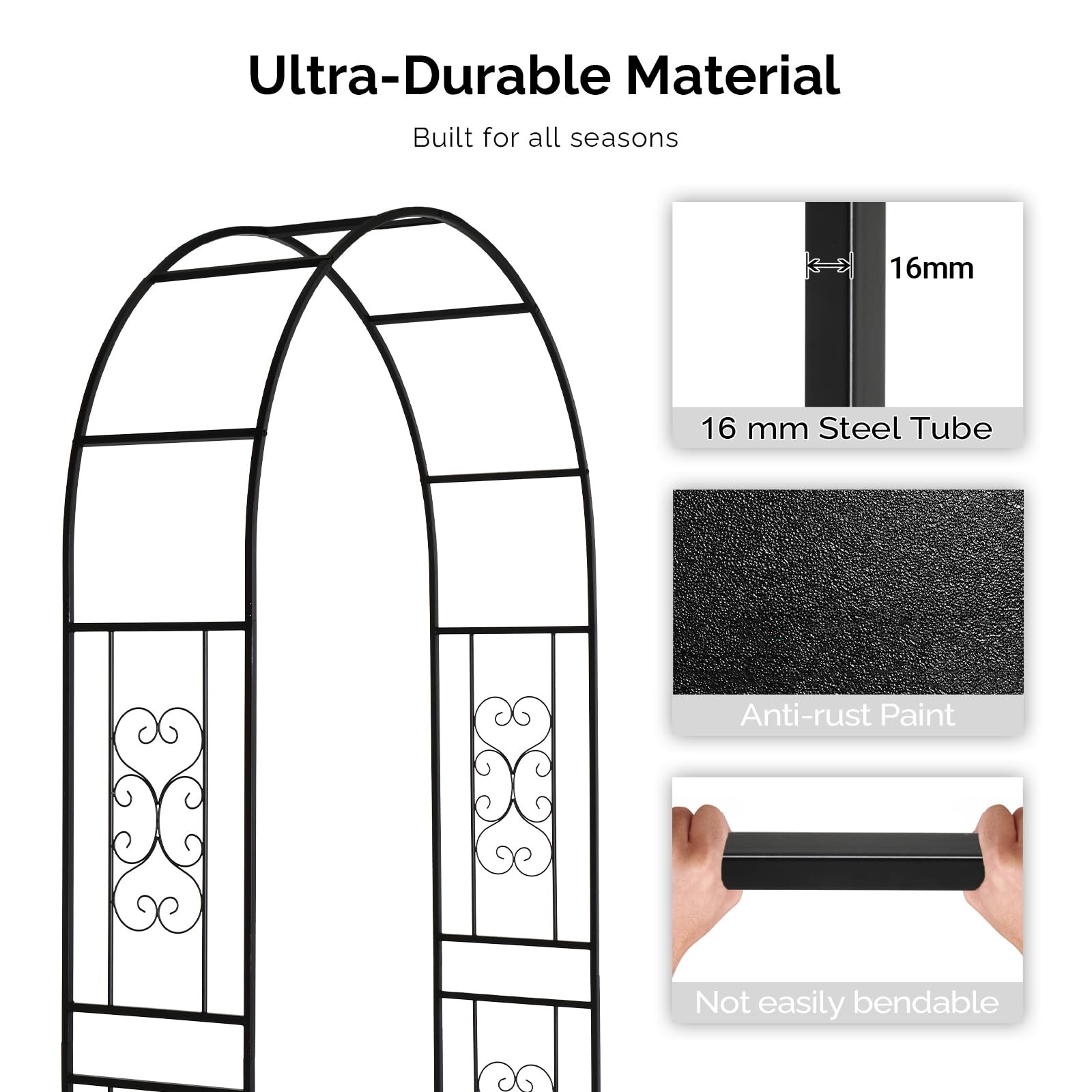 Metal Garden Arch Trellis for Climbing Plants Outdoor Wedding Patio Decor Black