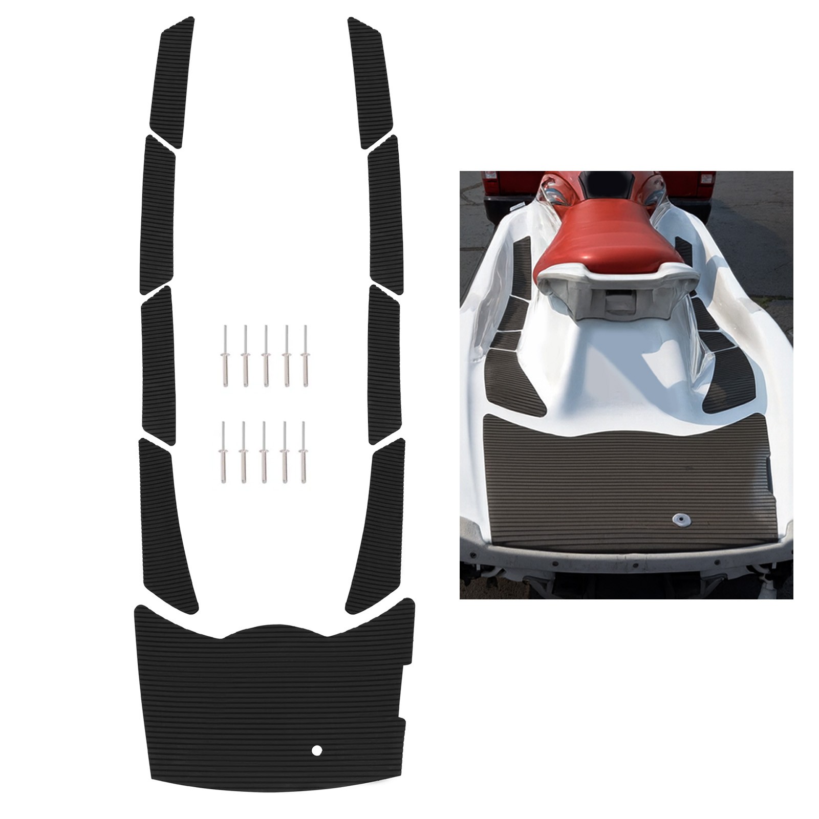 Black Plastic EVA Traction Mats Foot Pads For Yamaha VX VX1100 Cruiser 2005-2009