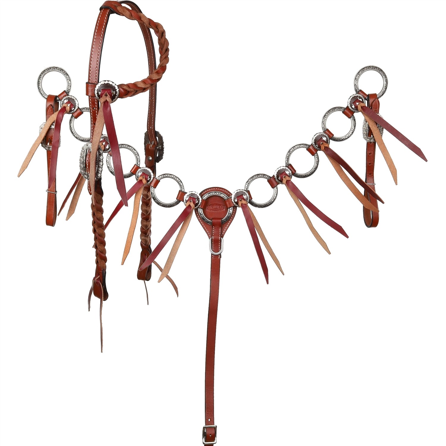 Heritage Metal Ring Headstall, Reins and Breastcollar - Large Silver Rings