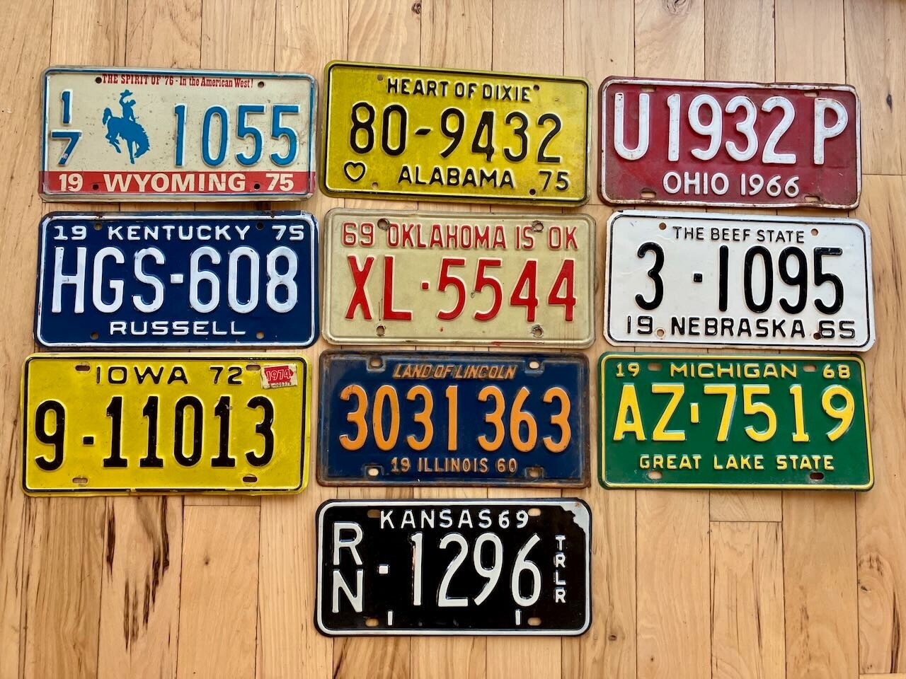 1979 & Older Rustic Vintage Lot of 10 License Plates