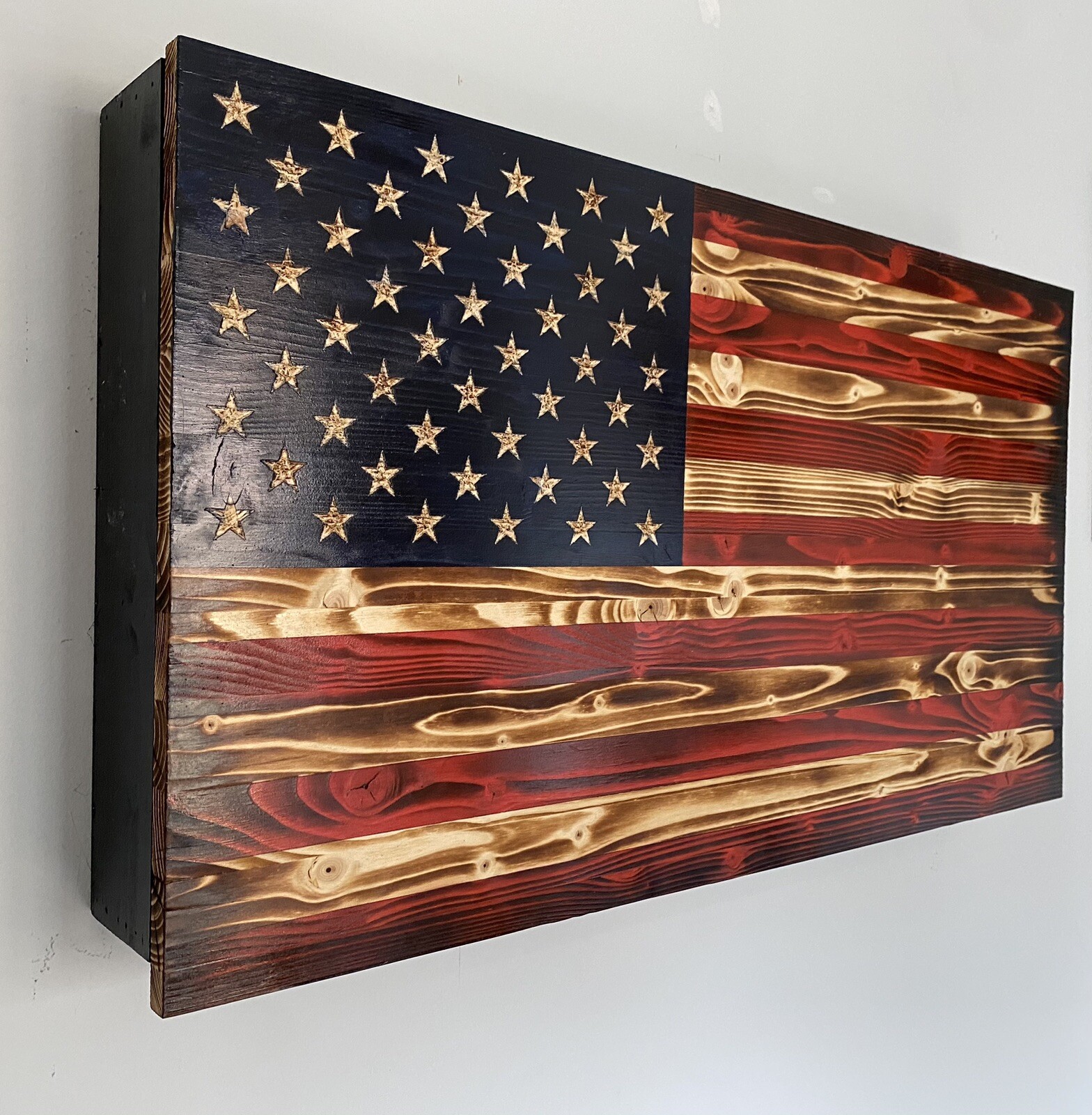 Gun Concealment Cabinet Safe Hidden Storage Furniture Dark Rustic American Flag