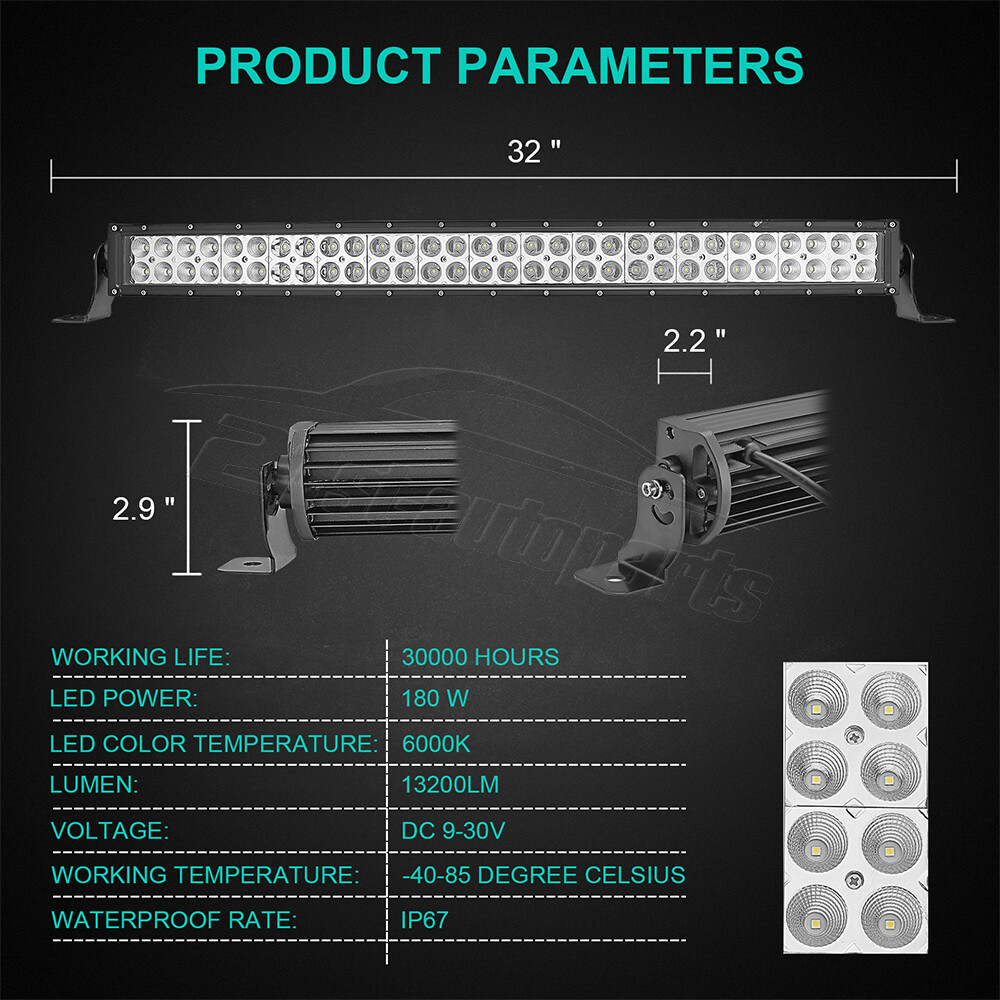 For 2006-2010 Hummer H3 Bumper 32" Wide View Curved LED Light Bar Switch Wire