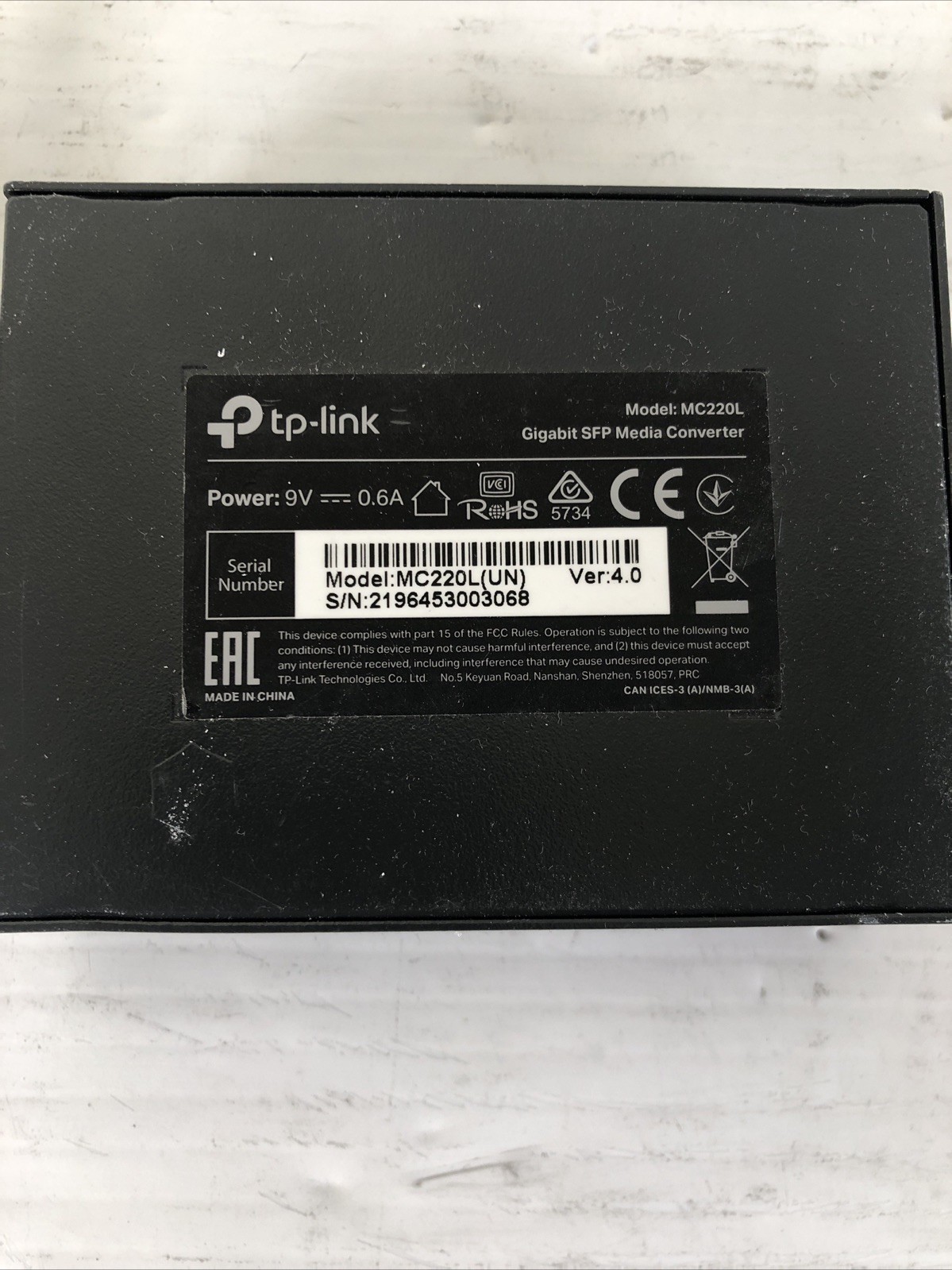 TP-LINK MC220L Fast Ethernet Media Converter For Multi-Mode Fiber