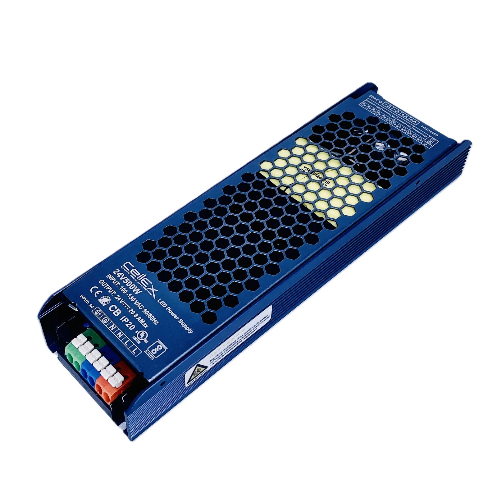 LED Power Supply 24V 500W, IP20 LED Driver, LED Transformer 100-130 VAC 50/60Hz