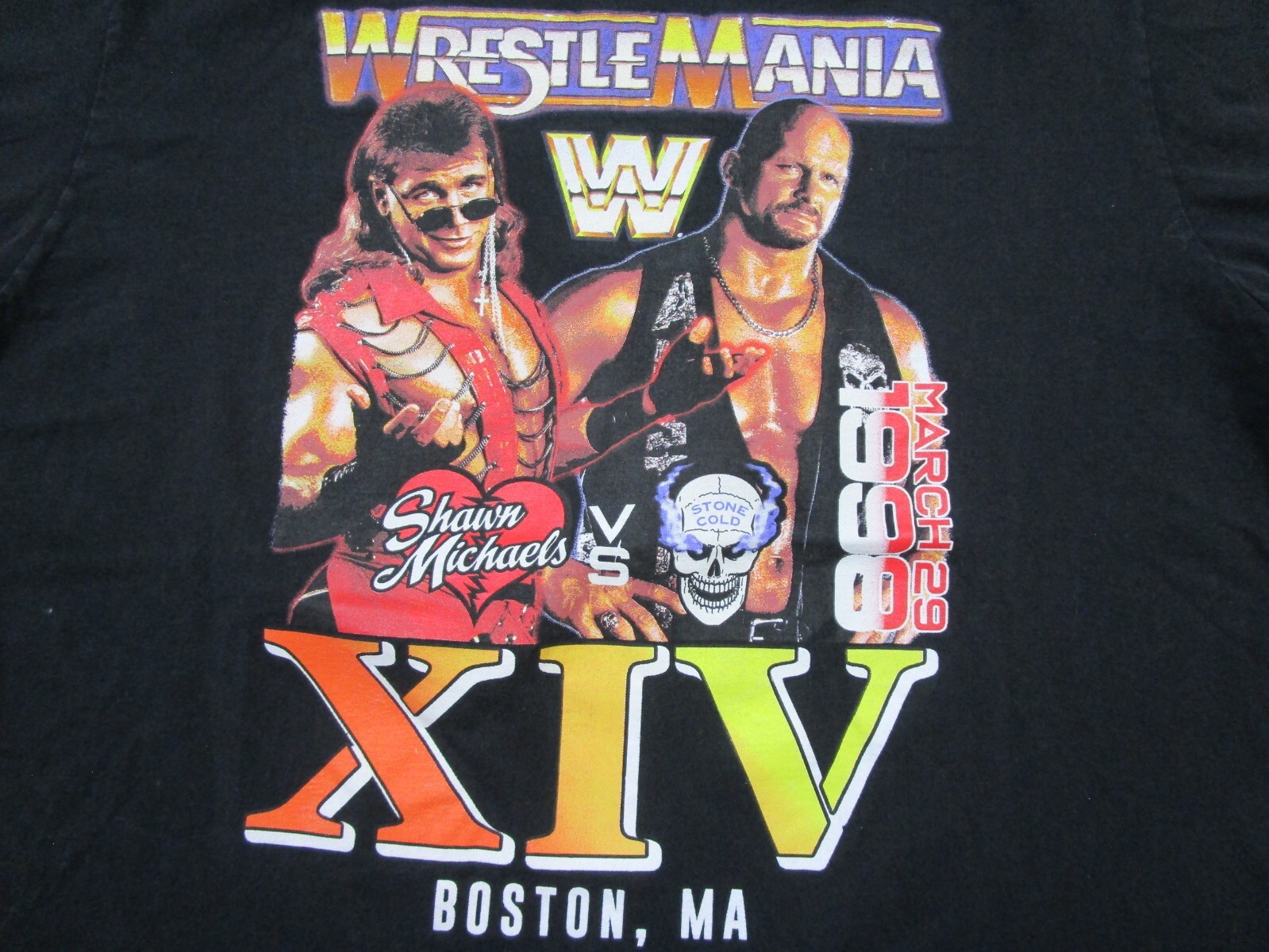 WWE Wrestlemania XIV T Shirt Men's (2XL) Black Stone Cold vs Shawn Michaels 1998