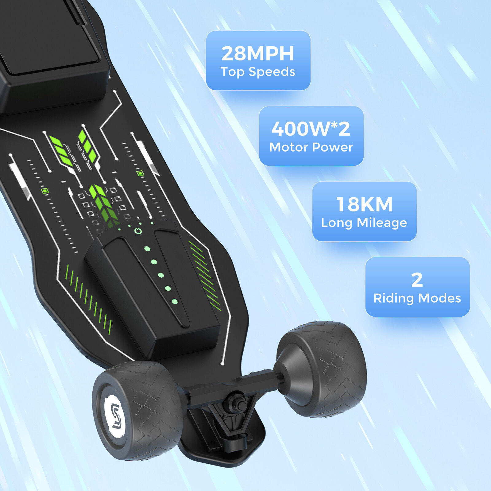 Electric Skateboard for Adults ＆Teens Longboard with Removable Battery & Remote