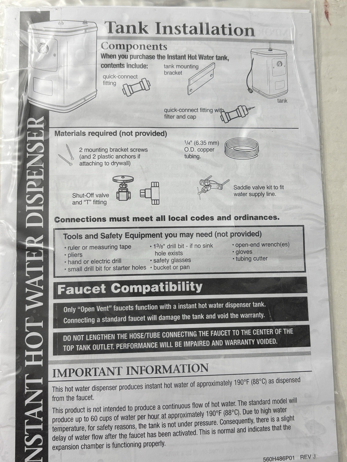 Anaheim AH-1300 Quick & Hot Instant Hot Water Tank Dispenser 1300 Watt Open Box