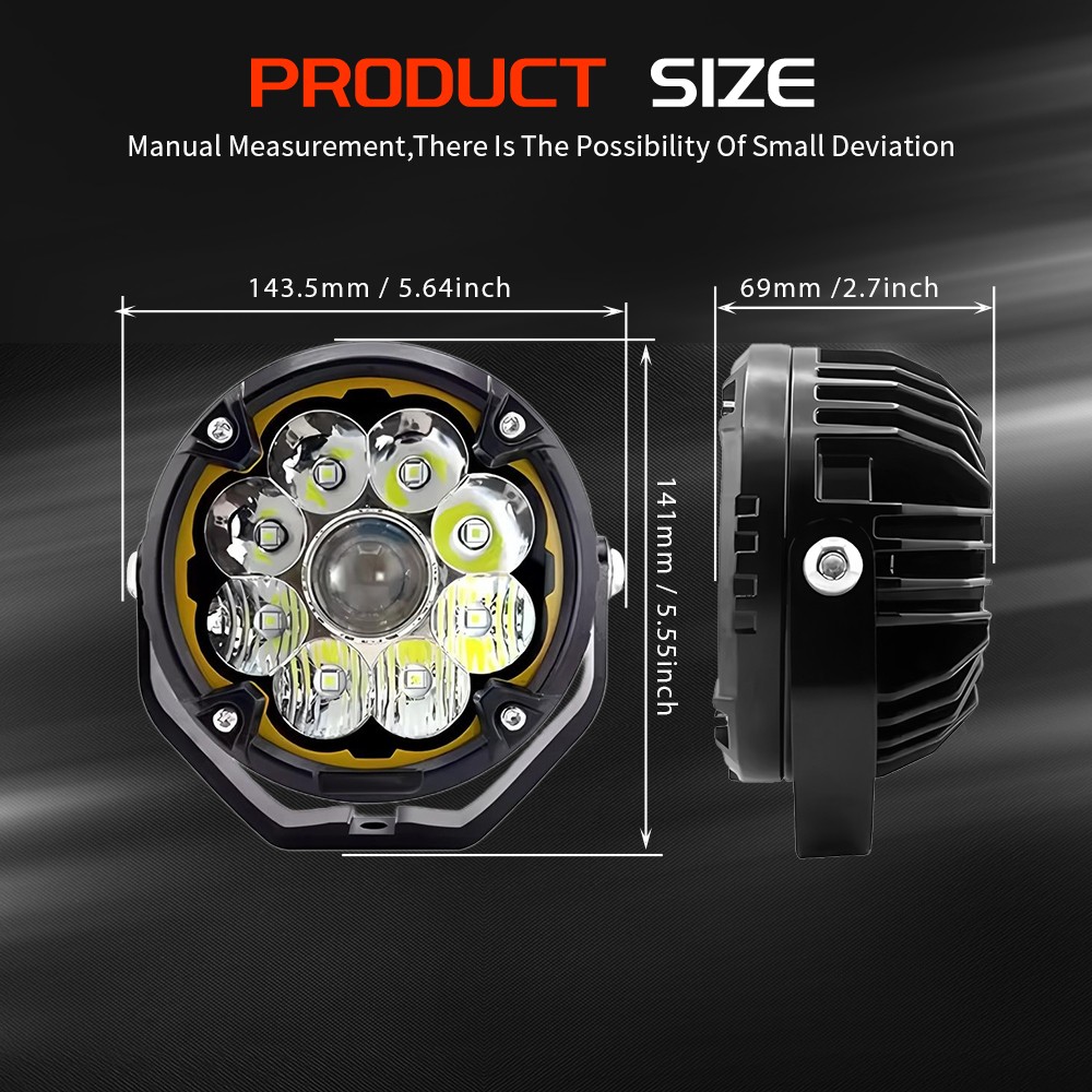 2x 6" Laser LED Motorcycle Driving Fog Spot Light Auxiliary Lamp White+Amber DRL