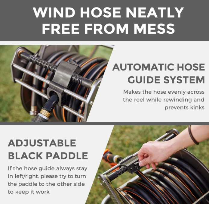 Giraffe Tools Garden Hose Reel Cart with Wheels Heavy Duty Yard