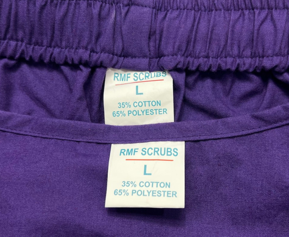 Scrub Set Unisex (L) Purple 4 Pockets Solid Top & Bottom Medical NWOT