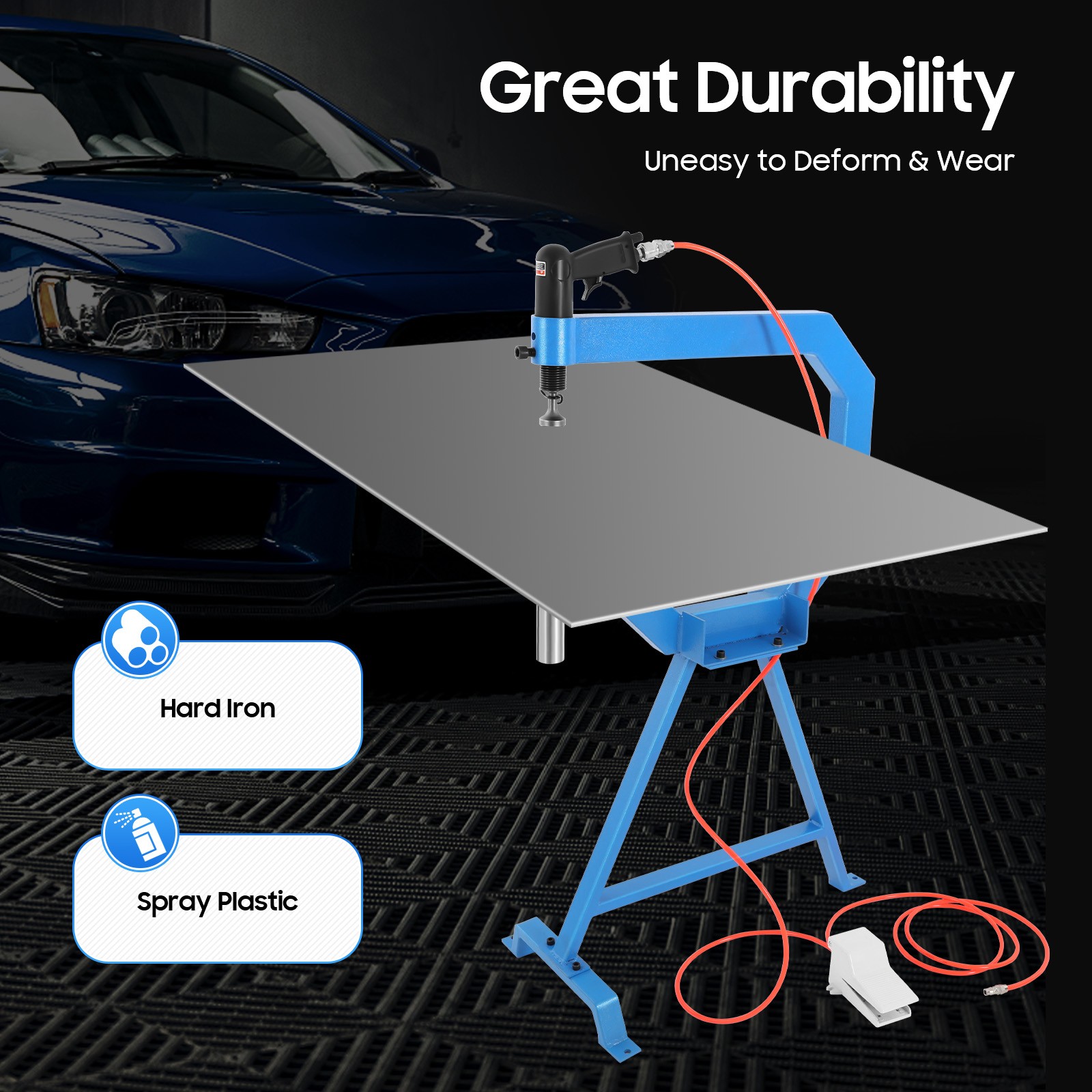 Industrial Pneumatic Planishing Hammer with Stand, Pedal & 1-3" Anvils