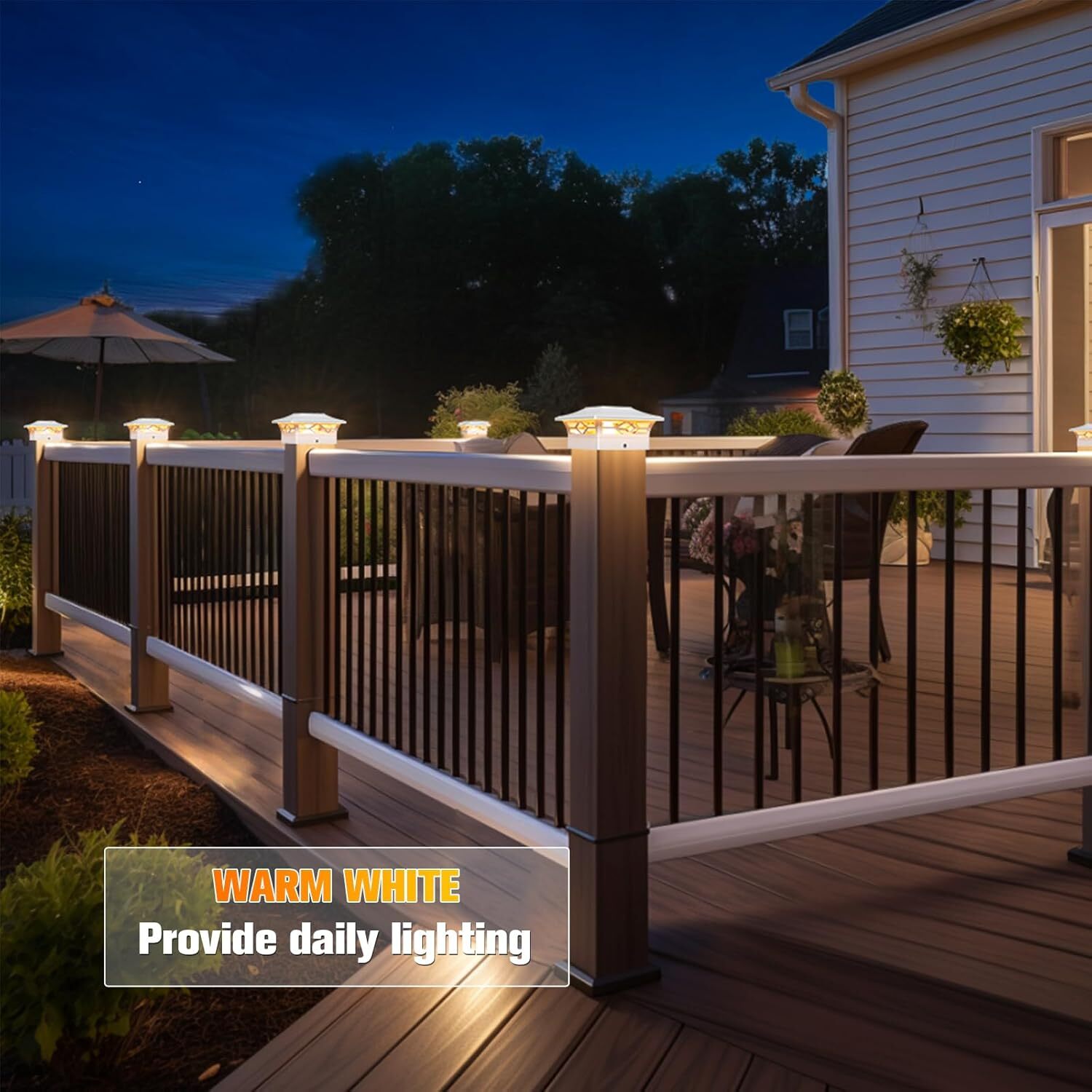 Solar Post Cap Lights Outdoor Waterproof Powered Deck Fence Lights for 4x4 5x5