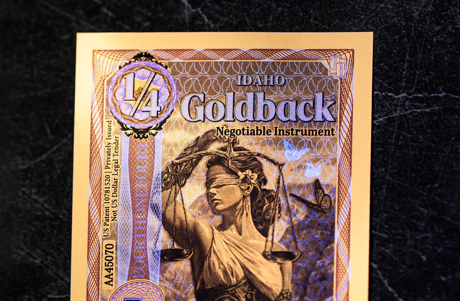 50X - 1/4 IDAHO Goldback Aurum Gold Foil Note 1/4000 oz 24kt .999 Fine PRESALE