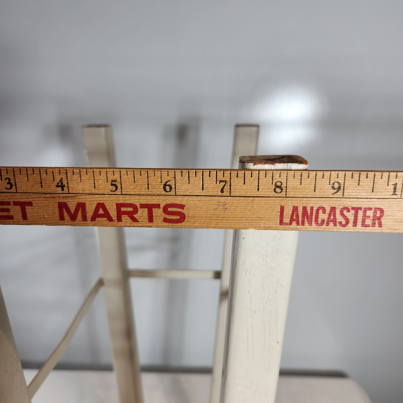 Rustic Chippy White Distressed Painted Wooden Tall Stool Seat Euro Farmhouse