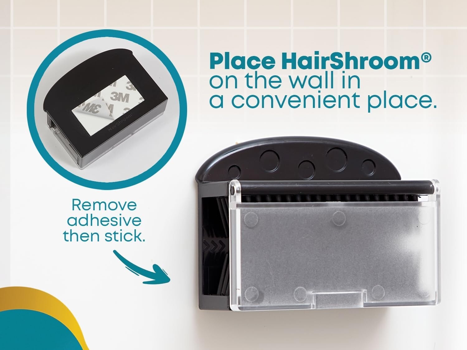 HairShroom - Reusable Shower & Bathtub Wall Hair Catcher Hair Grabber