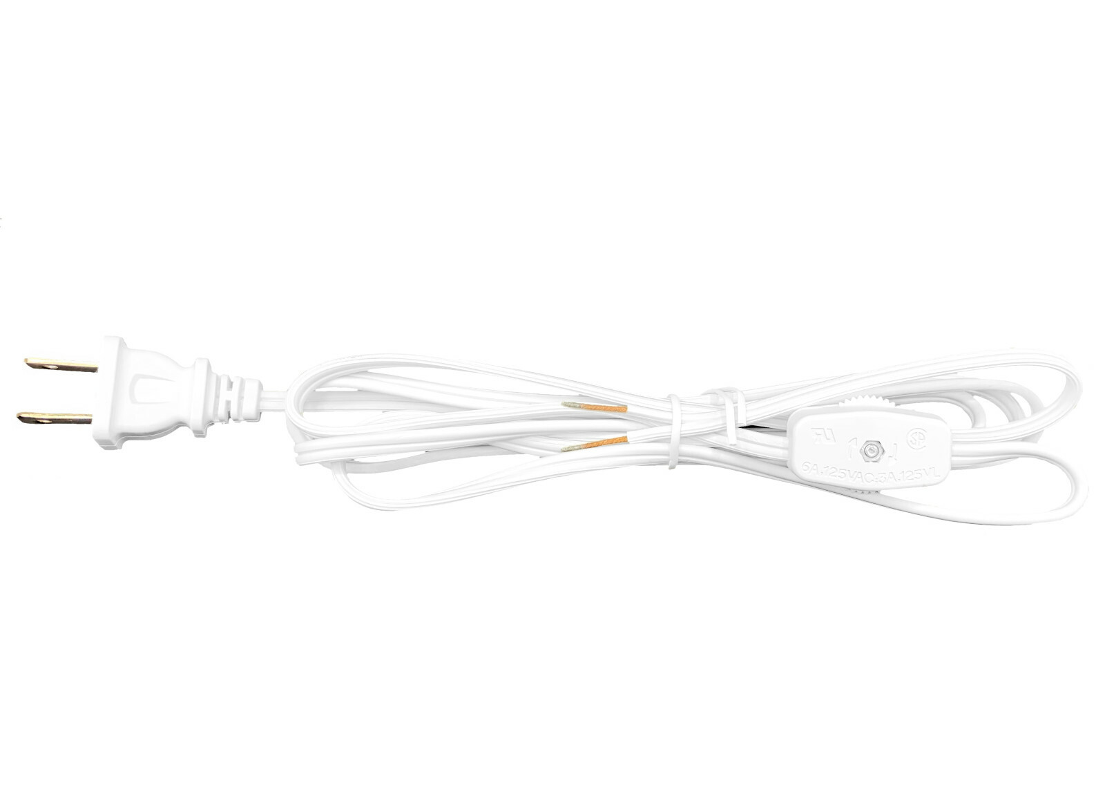 Lamp Cord With Rotary Switch, Polarized Plug, Stripped Ends Ready for Wiring