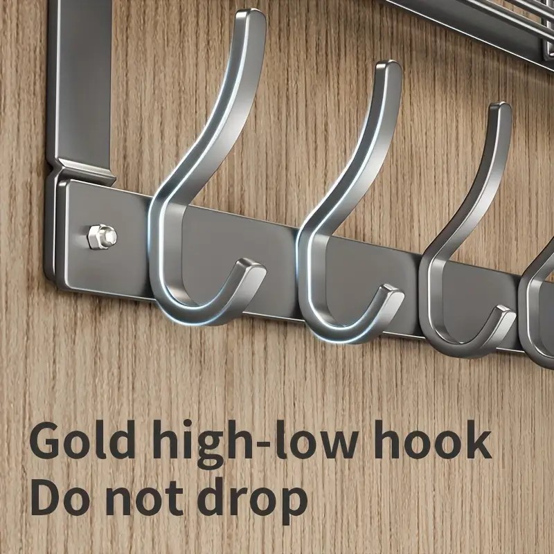 Over the Door 6 Hooks Rack Hanger Bathroom Metal Organizer for Clothes Hats Bags
