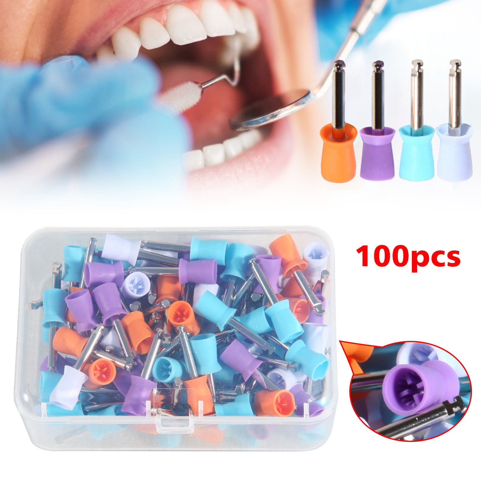 100-1000*Dental Rubber Prophy Tooth Teeth Polish Polishing Cups Latch Type Brush