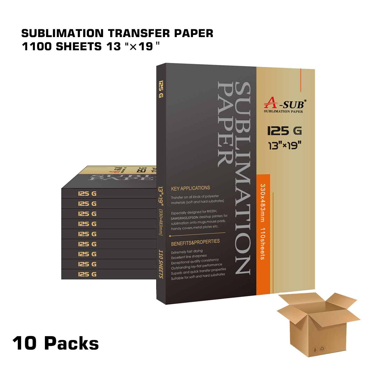 1100 Sheets Wholesale A-SUB Sublimation Paper 13x19 125g Heat Transfer Inkjet