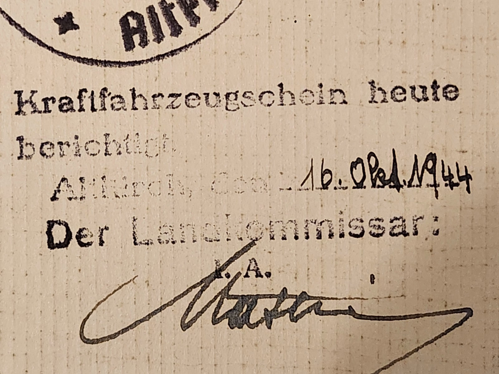 WW2 Germany. Kraftfahrzeugschein 1941