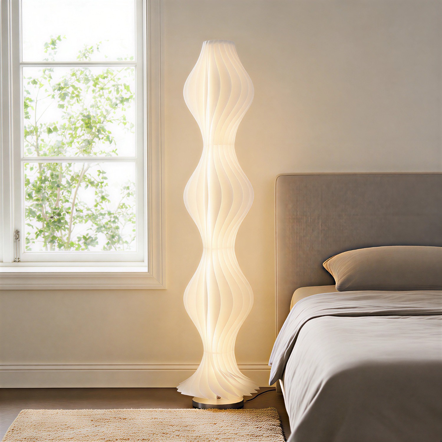 65" Modern Wavy LED Floor Lamp Dimmable Standing Light with Remote Control