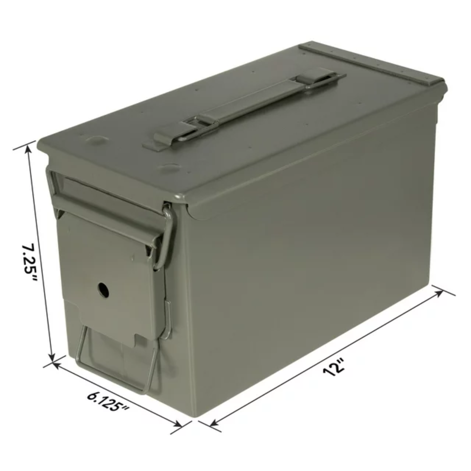 Strategy 50 Caliber Metal Ammo Storage Box 12 in x 6.125 in x 7.25 in OD Green