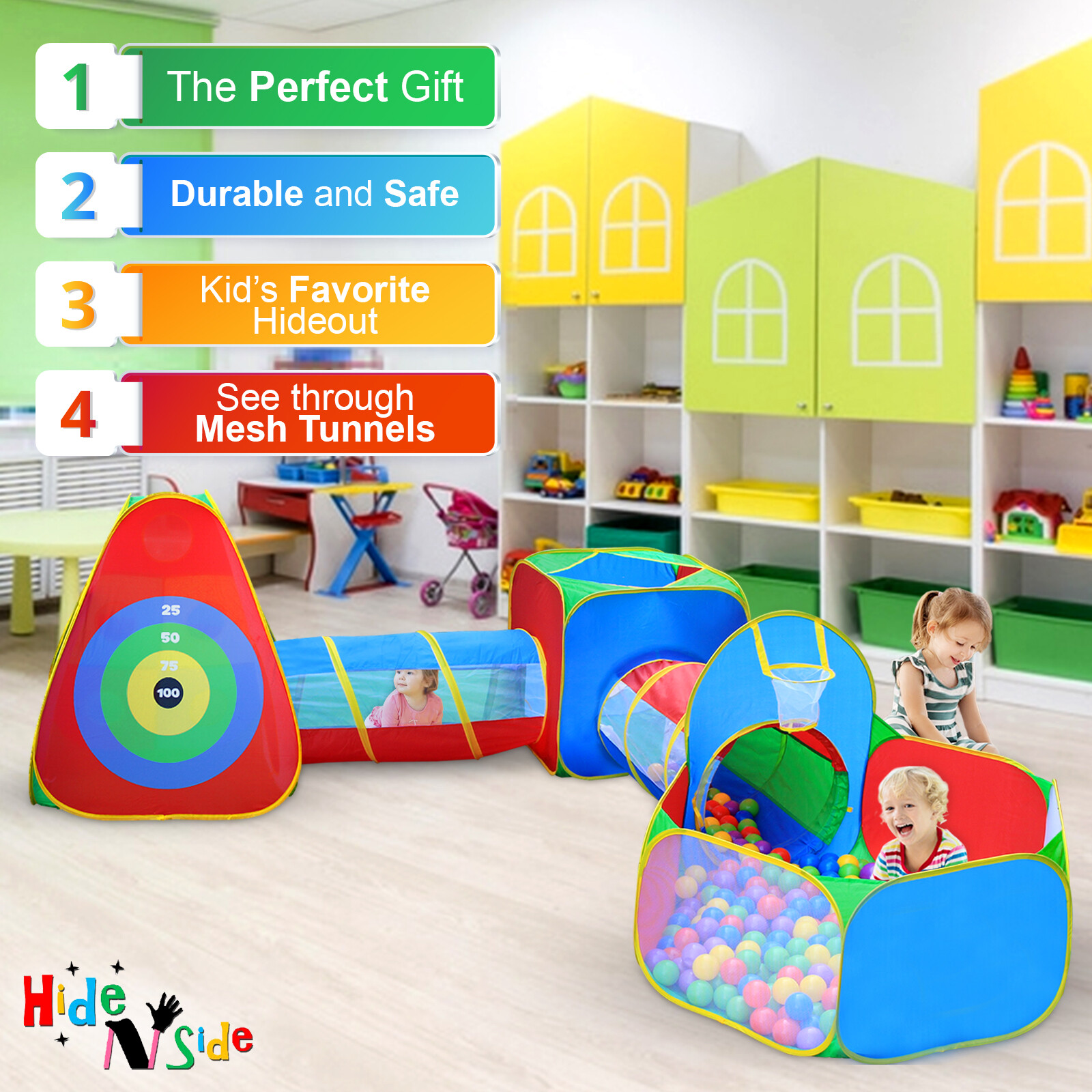 Fun Gift Kids Ball Pit Play Tents, Tunnels, Dart &Target Walls, FREE Fast Ship!!