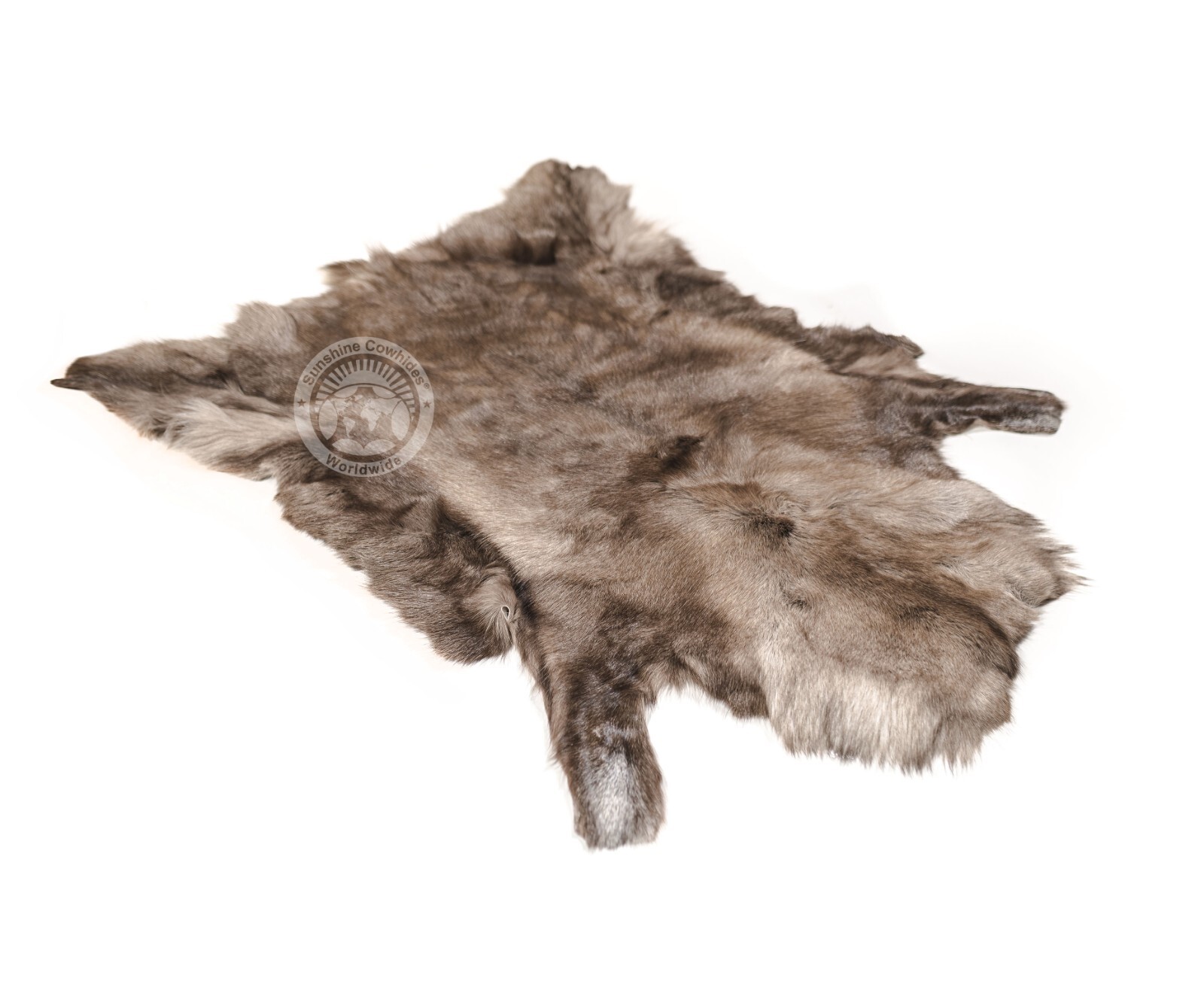 Real Greyish Scandinavian Reindeer Hide Rug - Size 3-4' x 4-5.5'