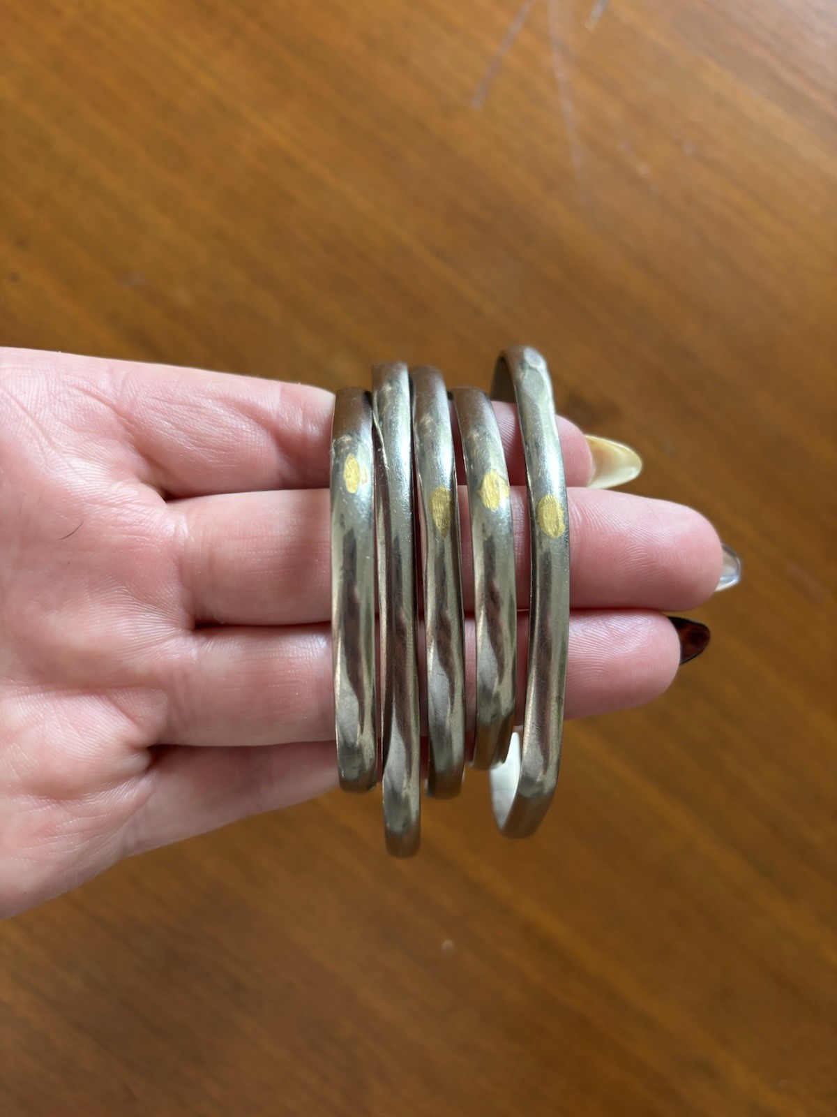 Set of 5 Mexican Sterling Silver Stacking Bangles 925 Mexico Vintage Bracelet