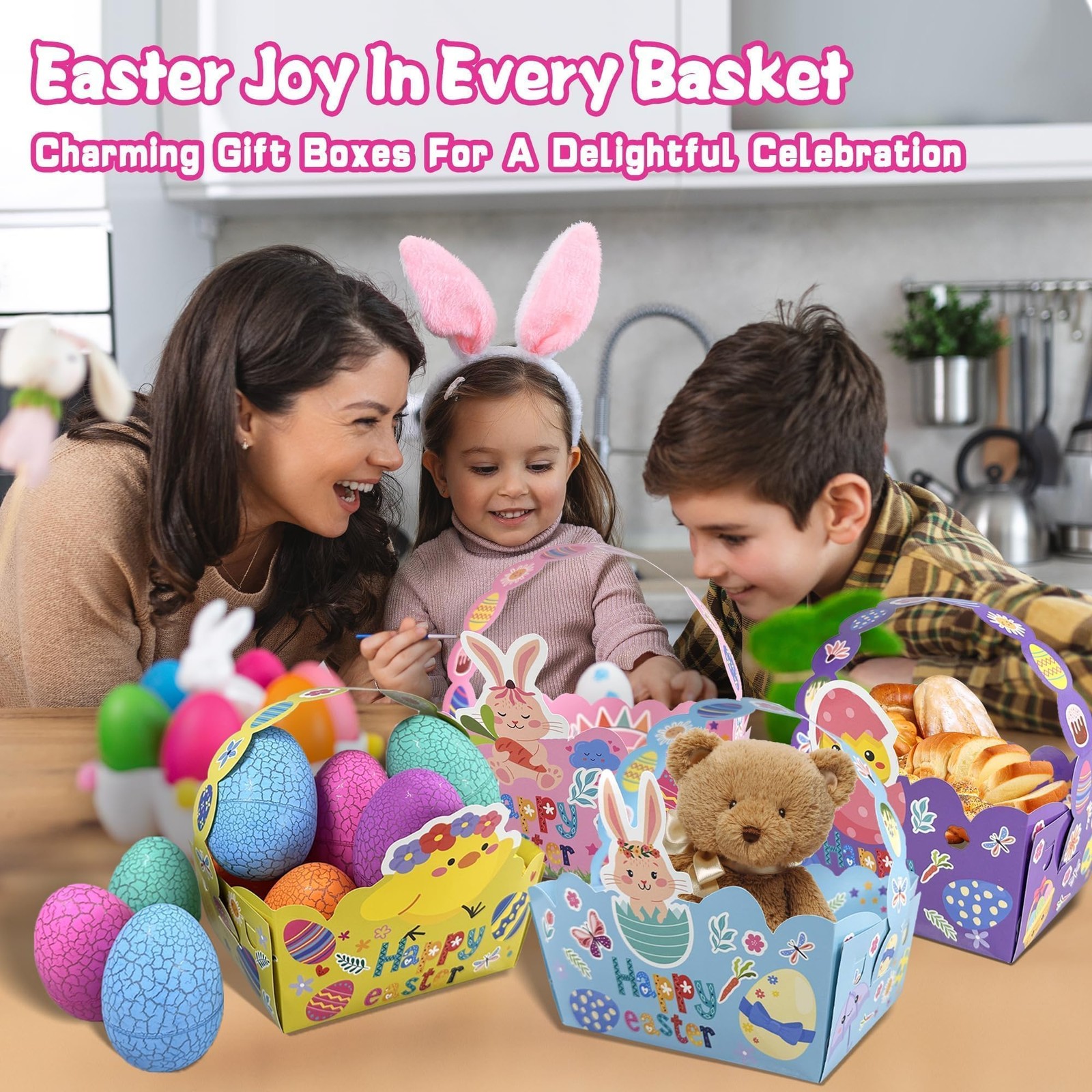 Best 24 Pack Easter Basket for Kids Easter Paper Baskets Bulk, Treat Boxes with