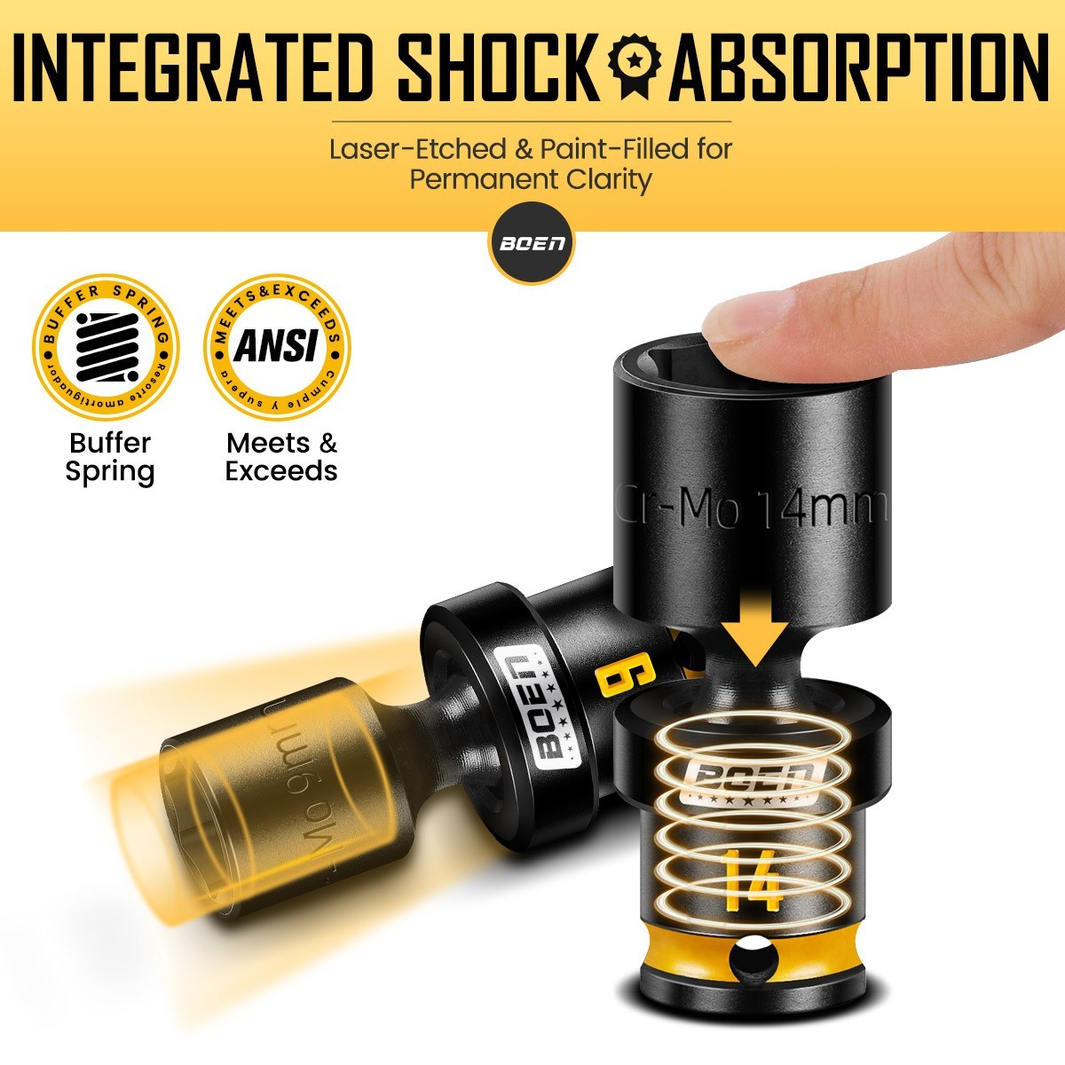 12-Piece 1/4” Drive Impact Swivel Socket Set, Metric 5mm-15mm , CR-MO Steel