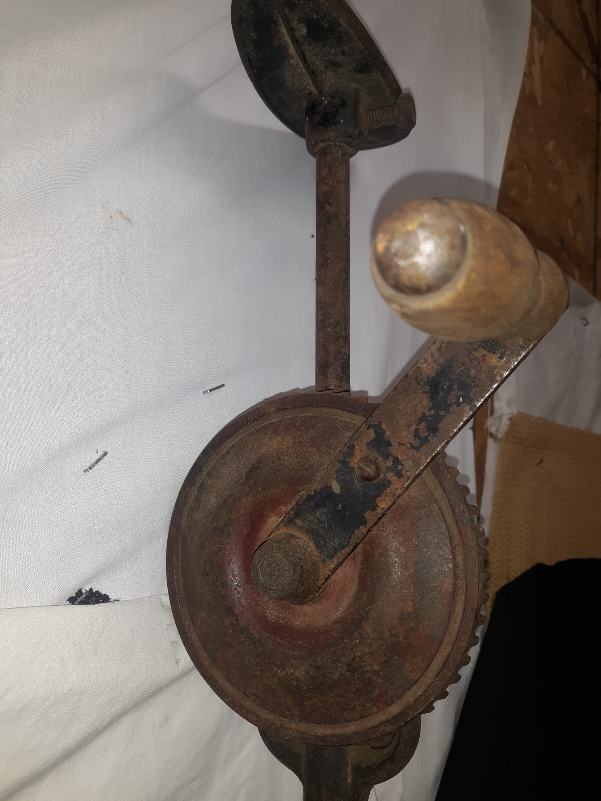 Antique Split Frame Hand Crank Drill Shoulder Brace with 2 Jaw Chuck 15"