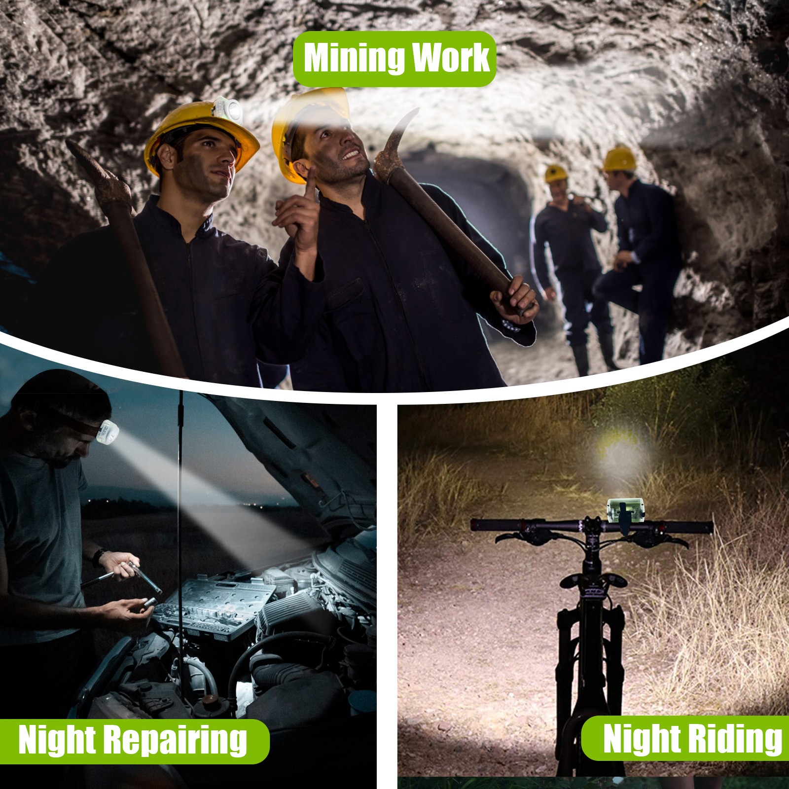 Superbright LED Rechargeable Hard Hat Waterproof Mining Light with Charger IP68