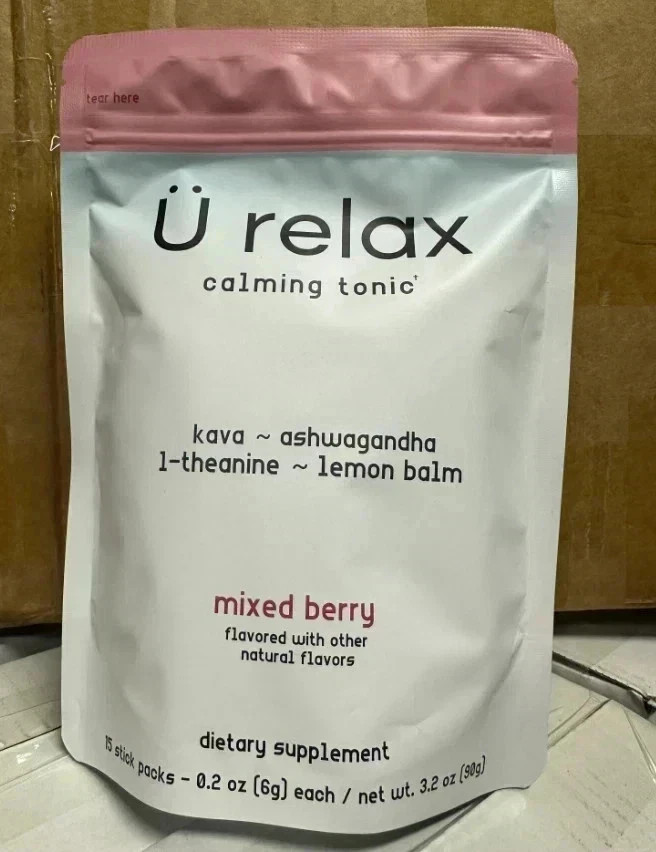 U Relax Calming tonic- 15 Packets MIXED BERRY flavor relax calming drink NEW