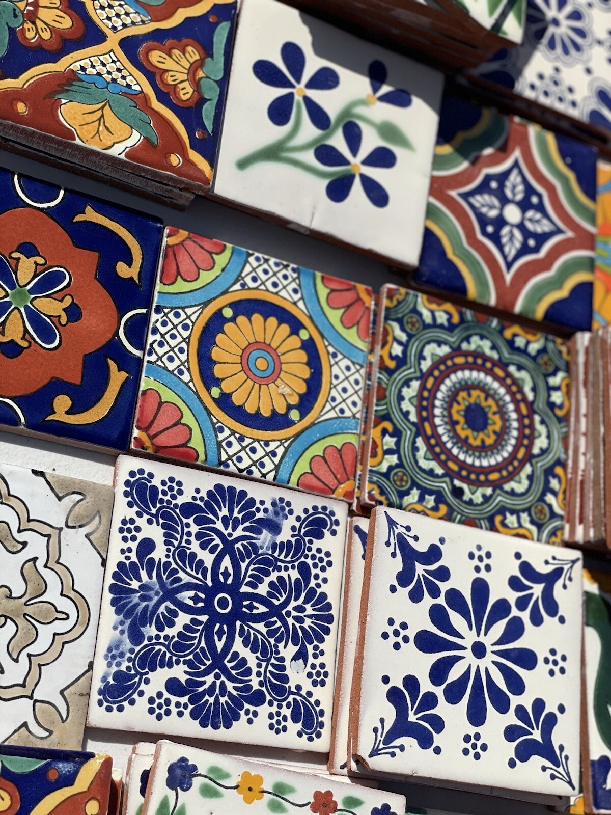 25 Assorted Mexican Ceramic 4x4 inch Hand Made Tiles