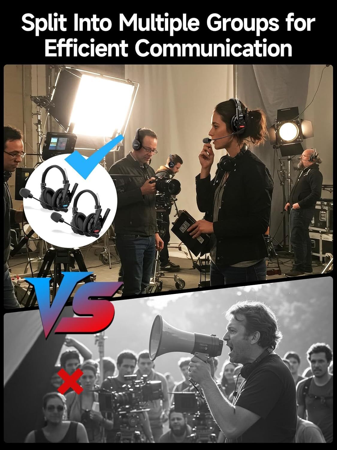 SYNCO XTALK XMAX2 Wireless Intercom Headset Dual Ear Communication System 2pcs