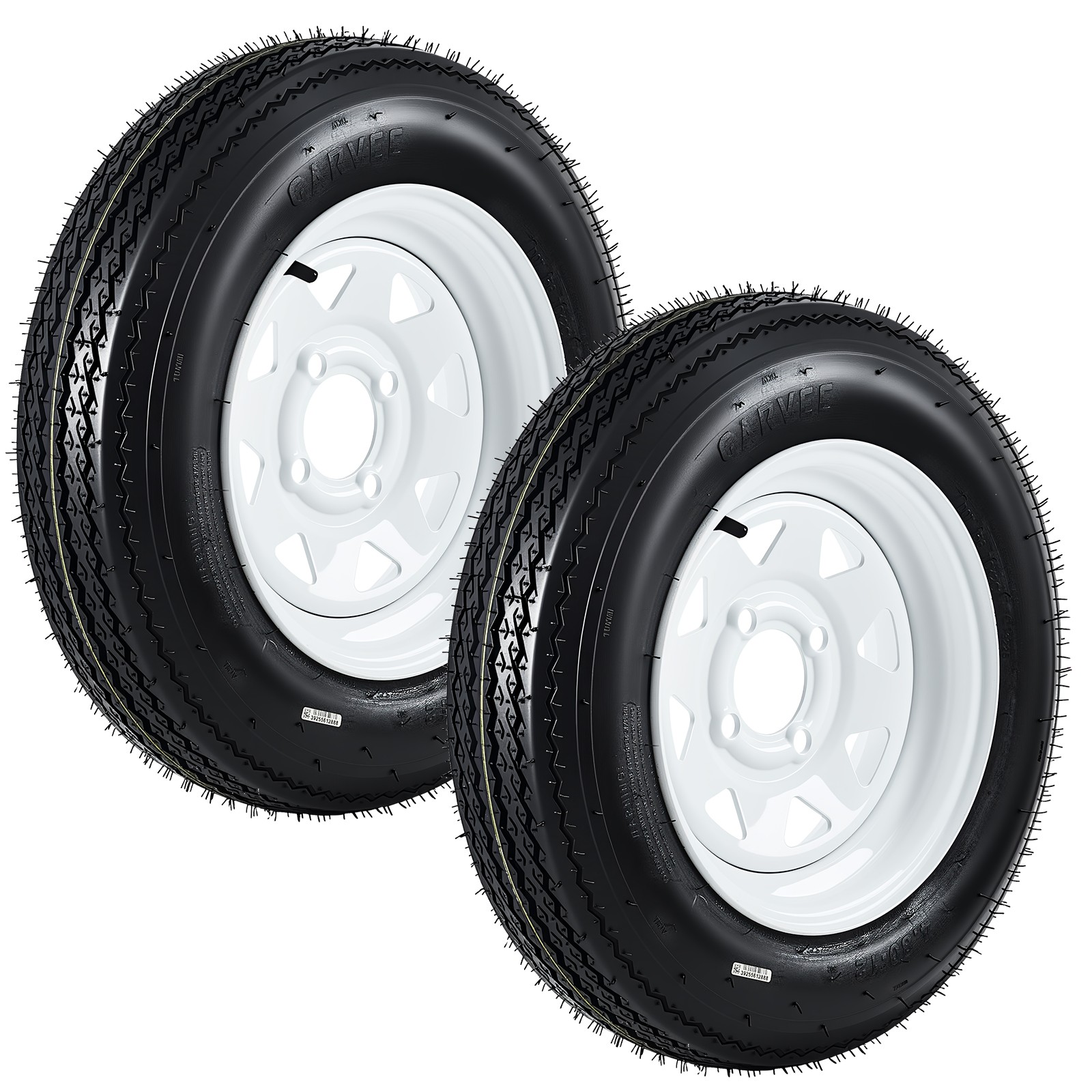 2 Pack 480-12 4.80x12 4.80-12 4.8-12 Trailer Tires with 12'' Rims, 4 Lug on 4"