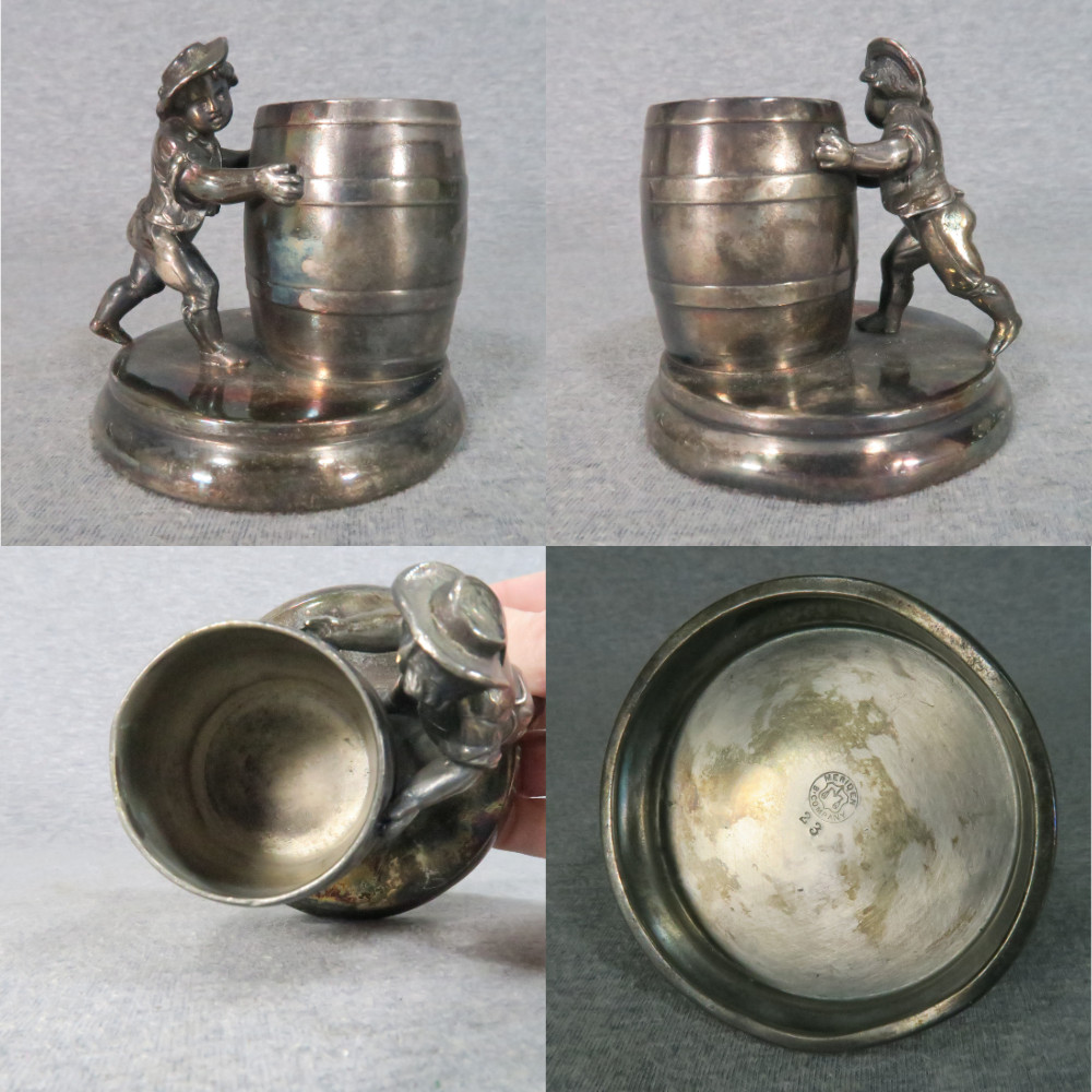 Antique Silverplate Figural Toothpick Holders w/ Boy Owl Chick Egg Frog Lot of 6