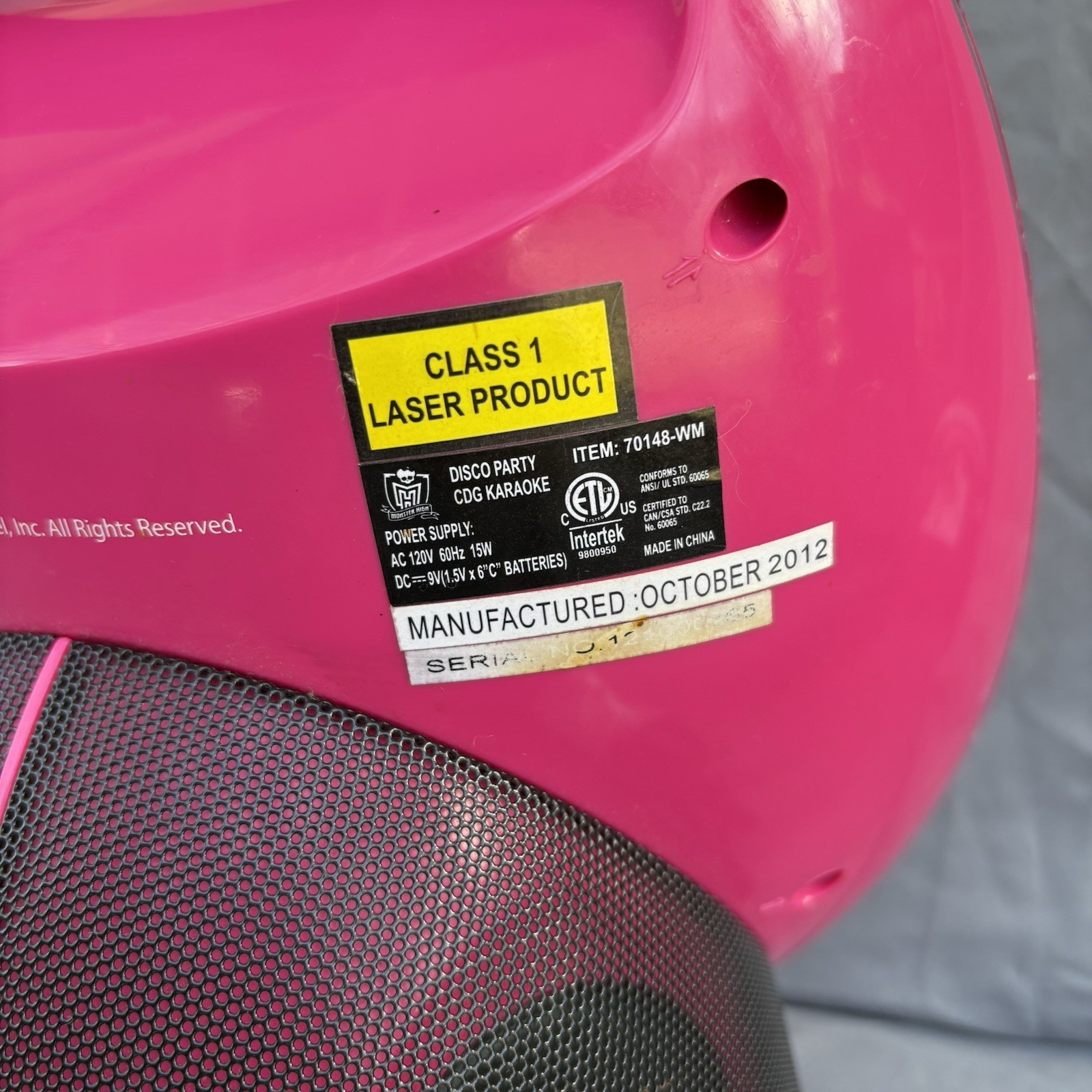 Monster High Disco party CD Player & Karaoke Machine "Flashing Lights" WORKING