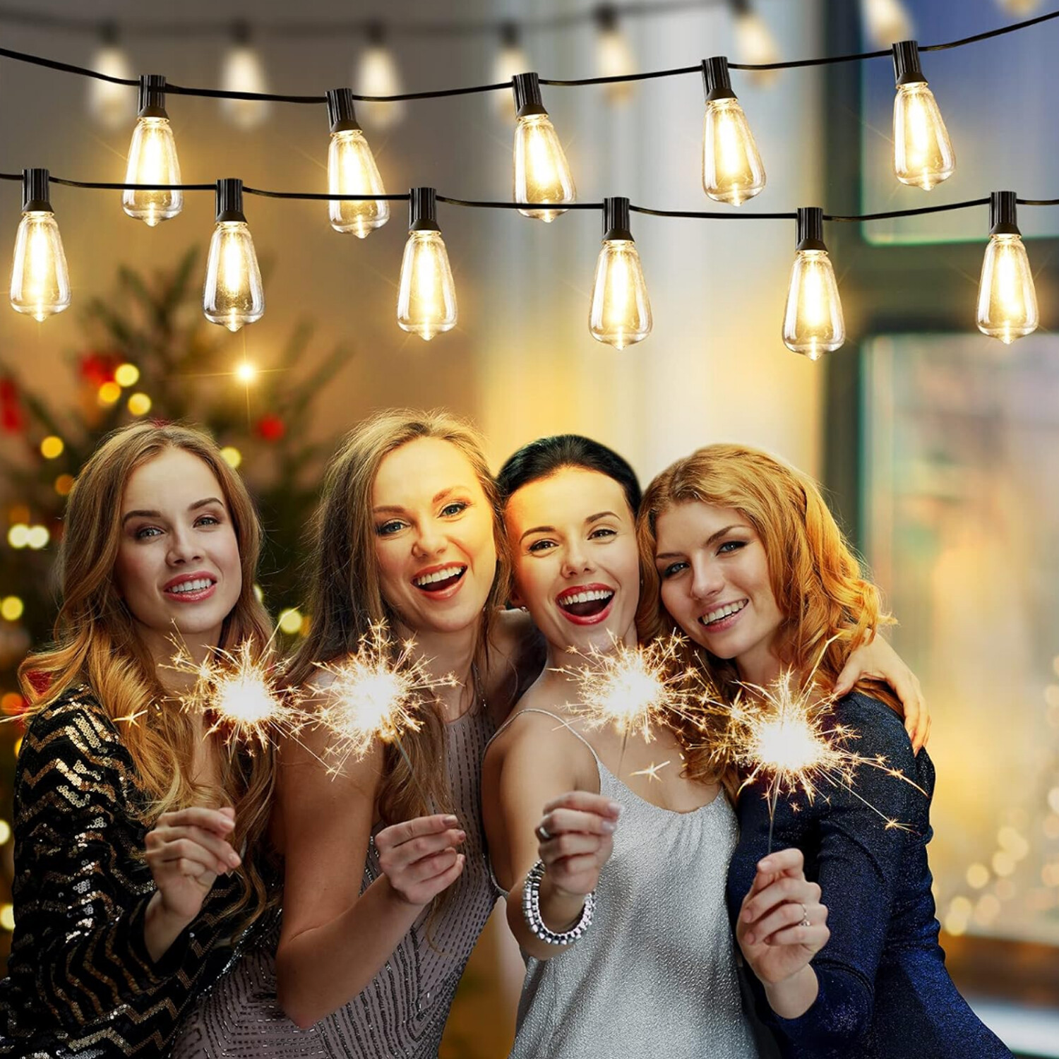 50FT - 400FT LED Outdoor String Lights Dimmable Waterproof ST38 LED Patio Lights