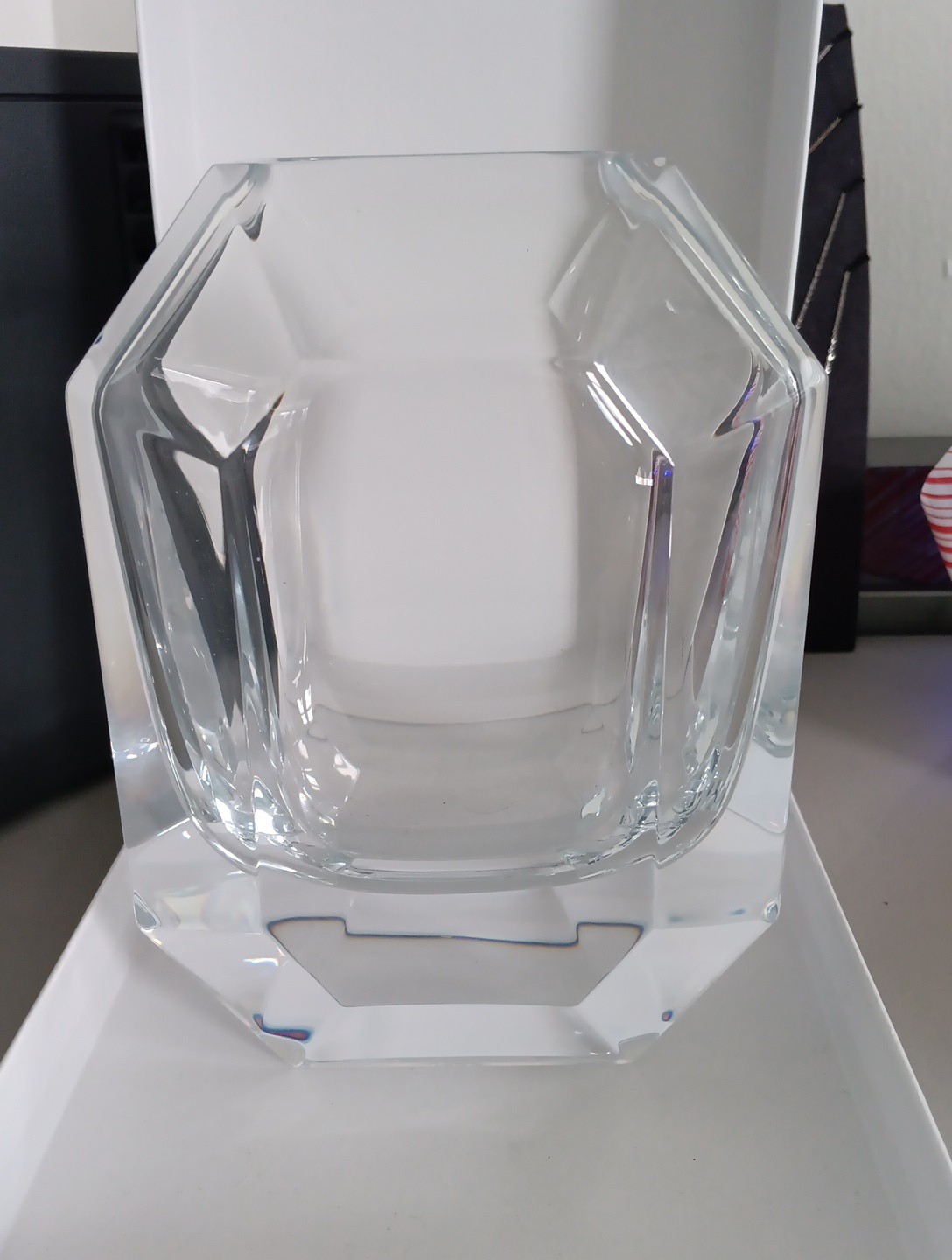 Baccarat Octagon Vase Clear New