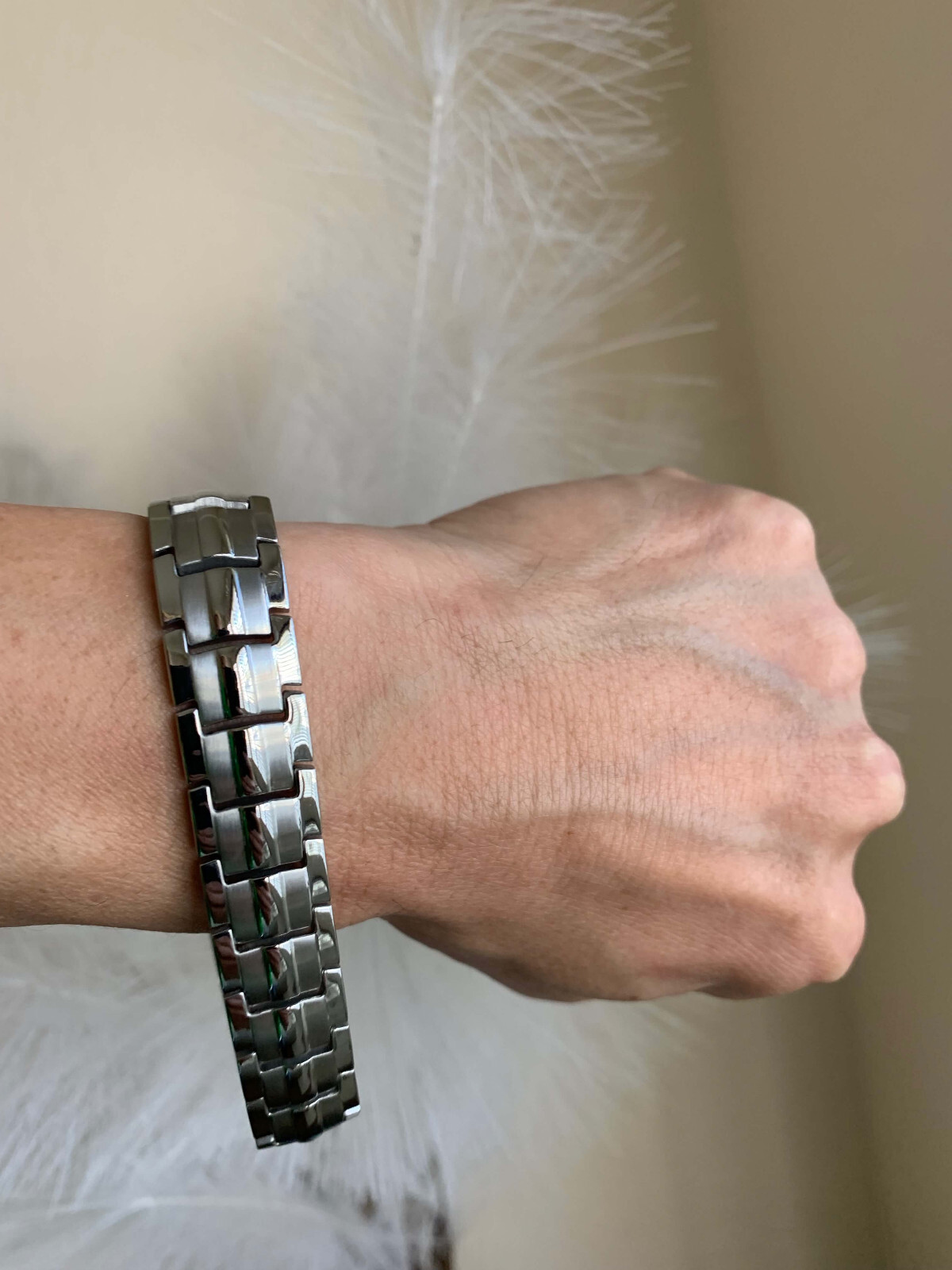 Silver Magnetic Bracelet Enhance Balance Energy Power Joy Perfect Gift Men Women