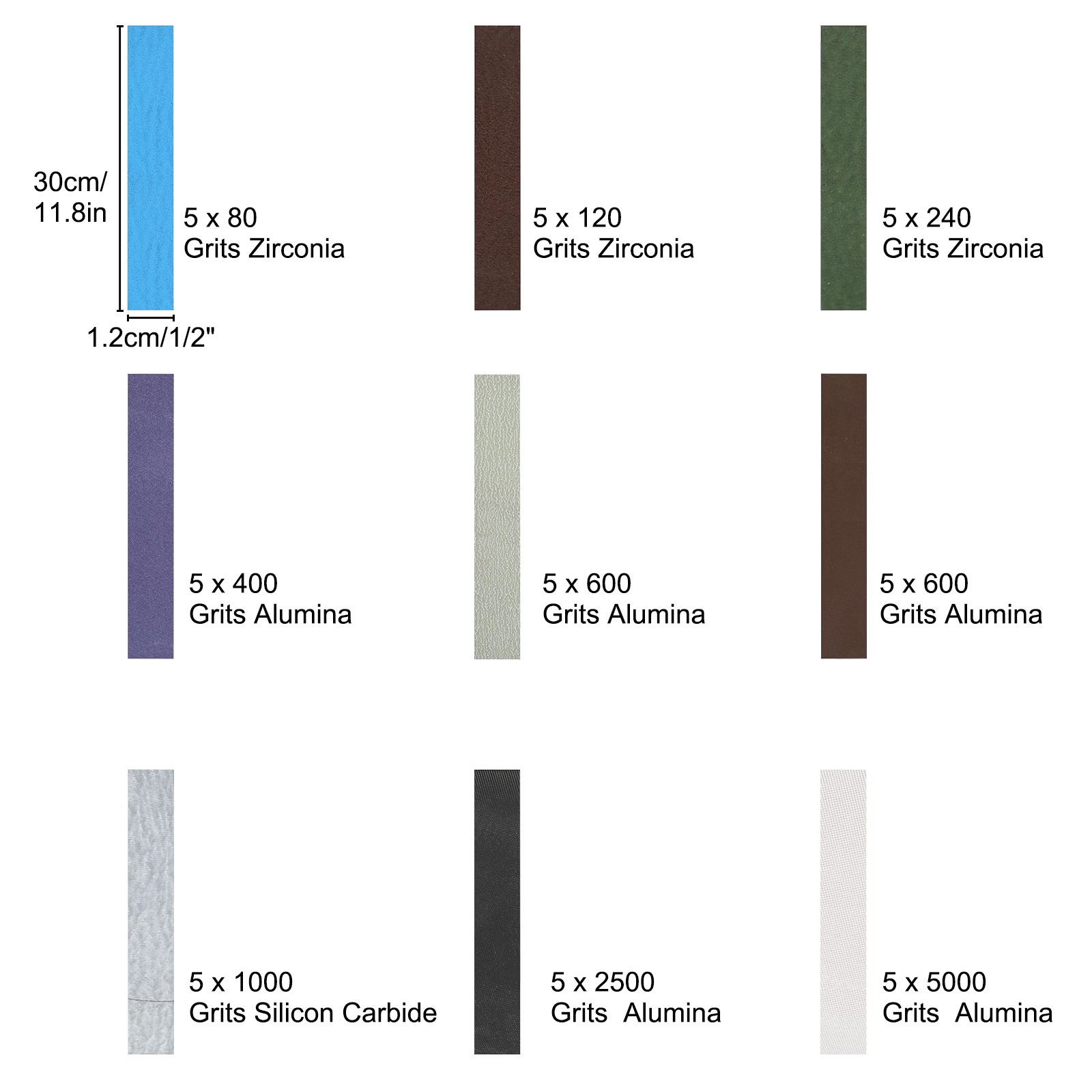 45Pcs 1/2" X 12"Replacement Sharpener Belt Kit For Work Sharp Knife 80-5000Grit