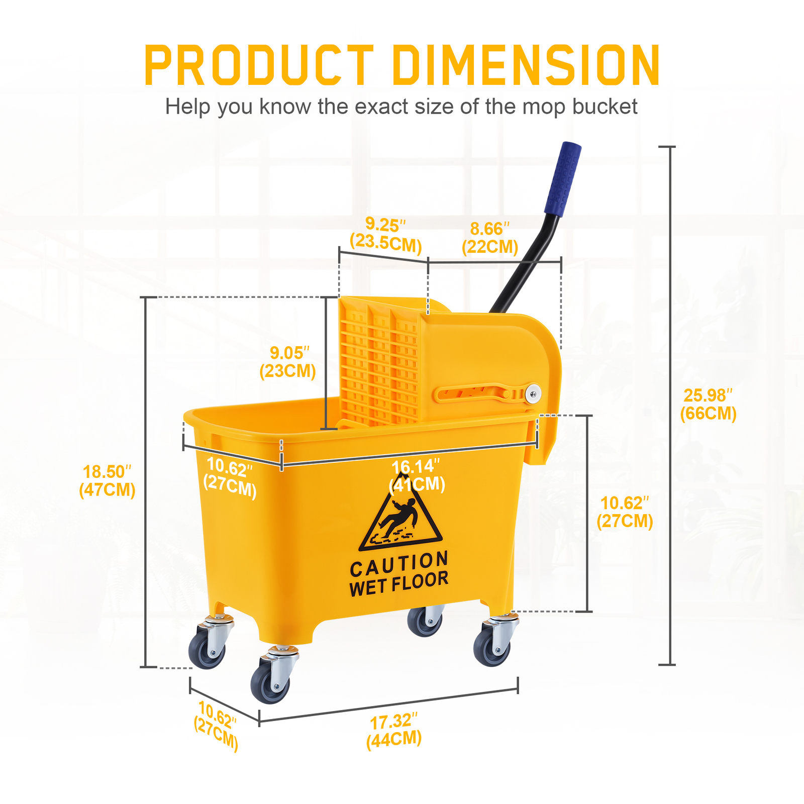 5 Gallon Mini Mop Bucket with Side Press Wringer Combo Rolling Cleaning Cart